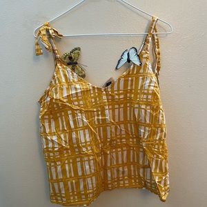 Yellow tie straps lightweight tank top